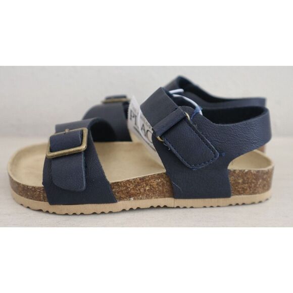 The Children's Place Toddler Boys Sz 11 Navy Faux Leather Buckle Sandals - Picture 5 of 8